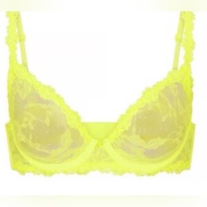 SKIMS STRETCH LACE UNDERWIRE SCOOP BRA YELLOW HIGHLIGHTER 36F